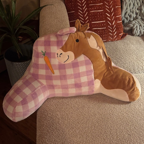 Horse Shaped back Pillow with Pink Checkered Design - Picture 2 of 8